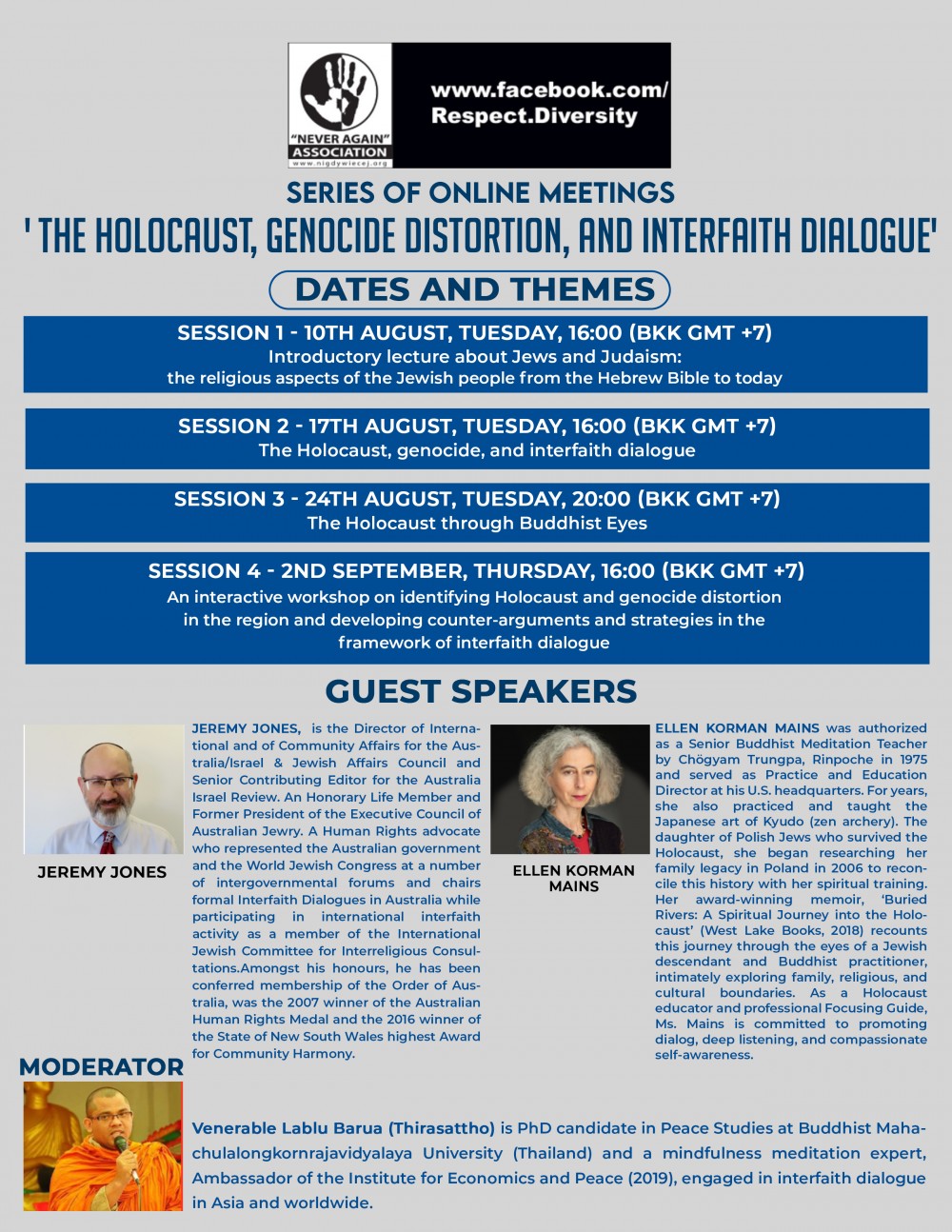 SERIES OF ONLINE MEETINGS ‘THE HOLOCAUST, GENOCIDE DISTORTION, AND INTERFAITH DIALOGUE’