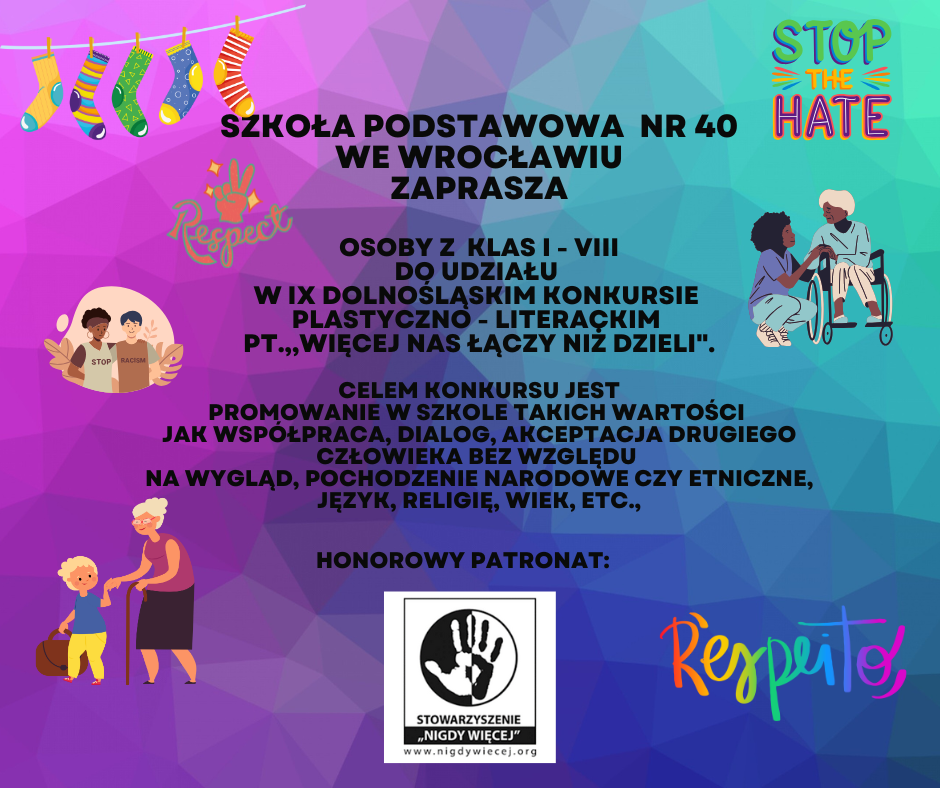 PATRONAT STOWARZYSZENIA „NIGDY WIĘCEJ”: KONKURS „WIĘCEJ NAS ŁĄCZY NIŻ DZIELI”