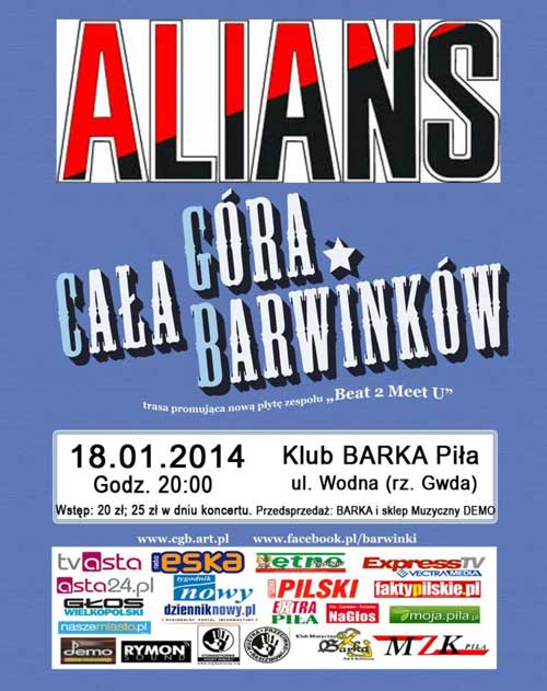 KONCERT ZESPOŁÓW: ALIANS I CAŁA GÓRA BARWINKÓW